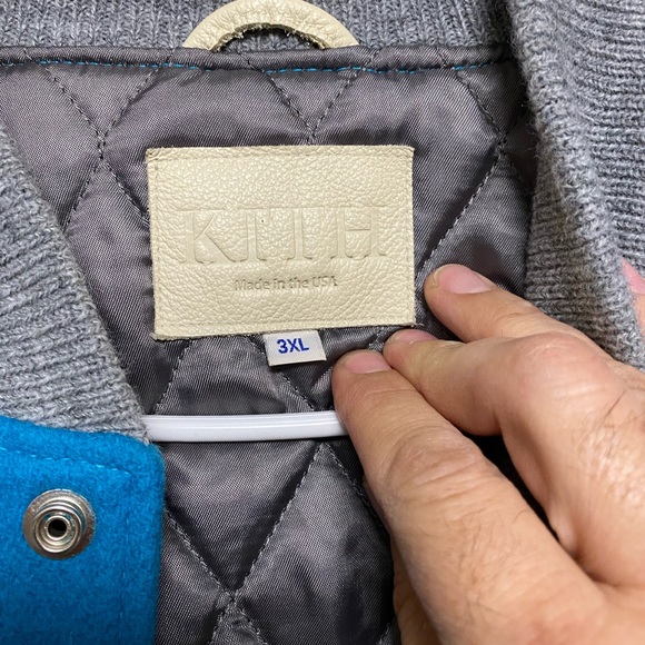 KITH Just Us ronnie fieg Leather/Wool Varsity bomber coat letterman Jacket 3XL - Picture 6 of 6